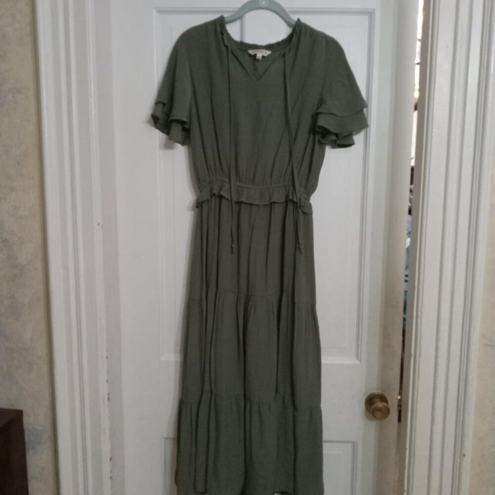 Olive green double flutter sleeve Nanette Lapore dress - size S